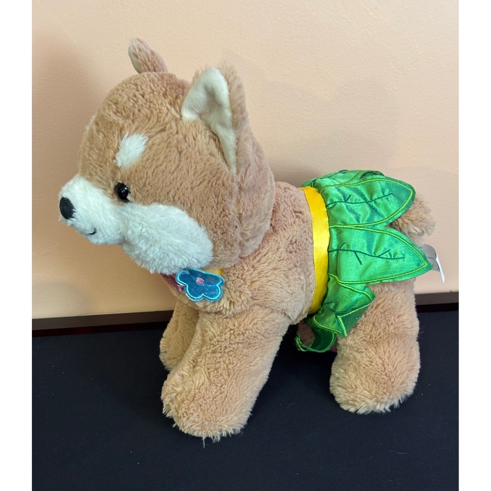 Walgreens Hug Me Beach Plush Dog with Flower Lei and Leaf Skirt Tan White 466796